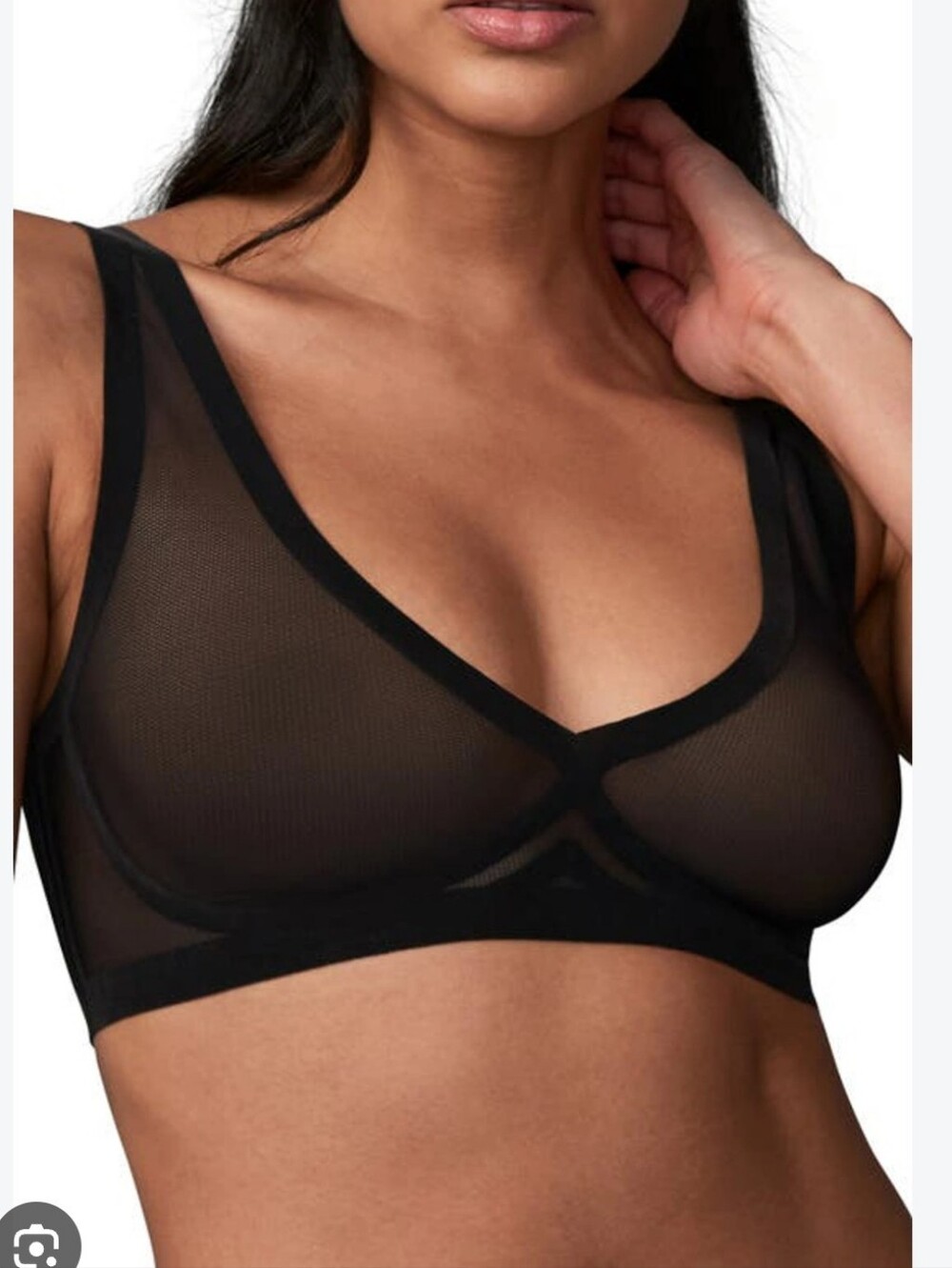 EBY SHEER MESH BRALETTE;SEAMLESS WIRELESS IN BLACK /SZ:MEDIUM